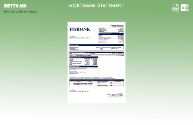 модерен стил Малта FIMBank изјава за хипотека Шаблон за Word и PDF шаблон